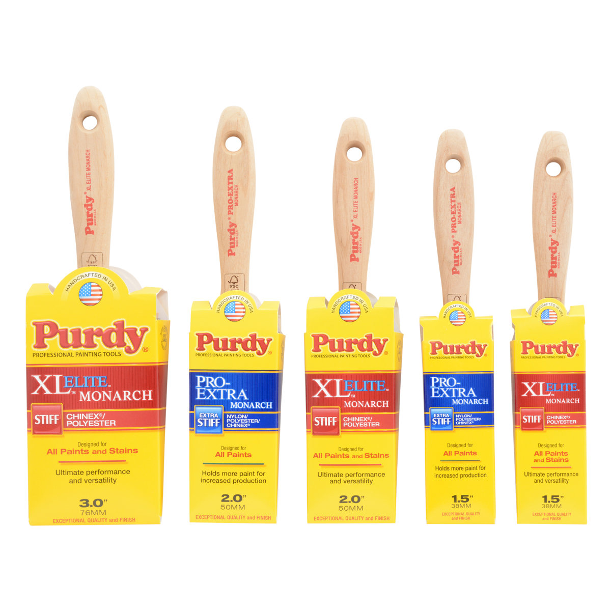 Purdy Monarch Elite & Pro-Extra Set (Pack of 5)
