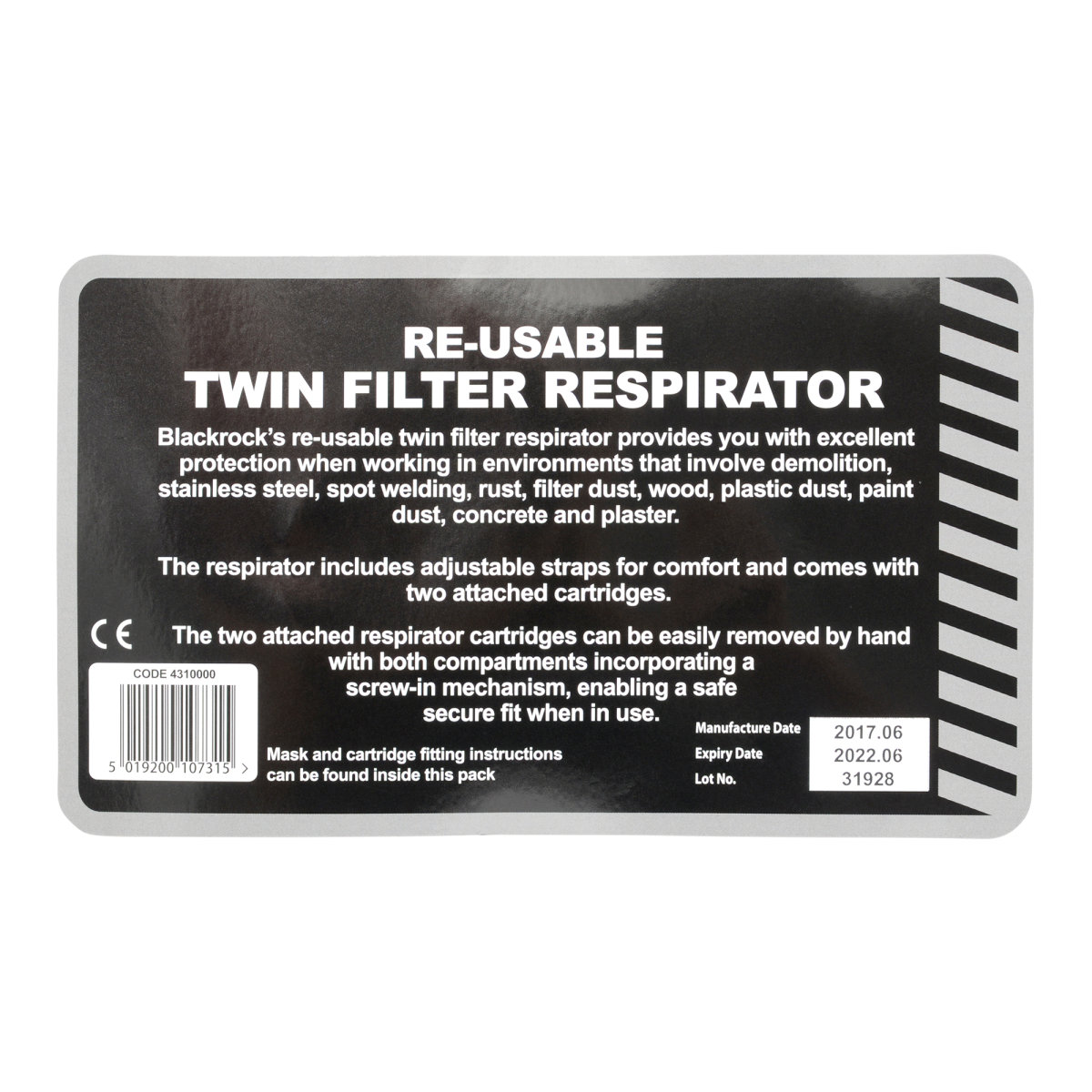 Blackrock Twin Filter Re-Usable Respirator Class A1 P2