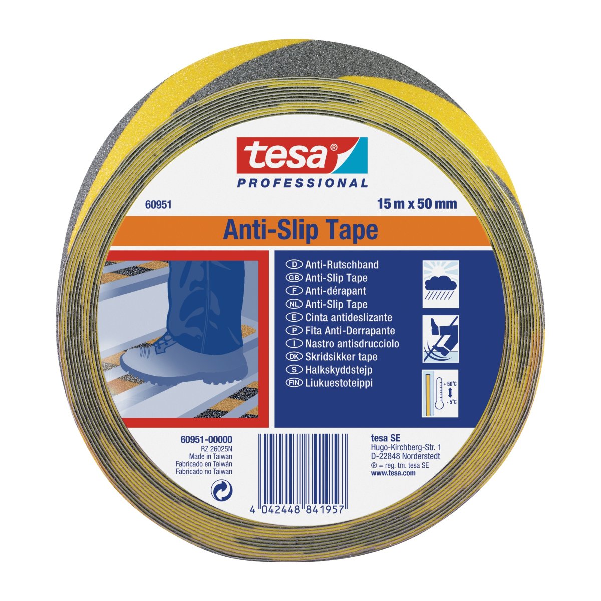Tesa Anti Slip Tape Black/Yellow 50mm x 15m