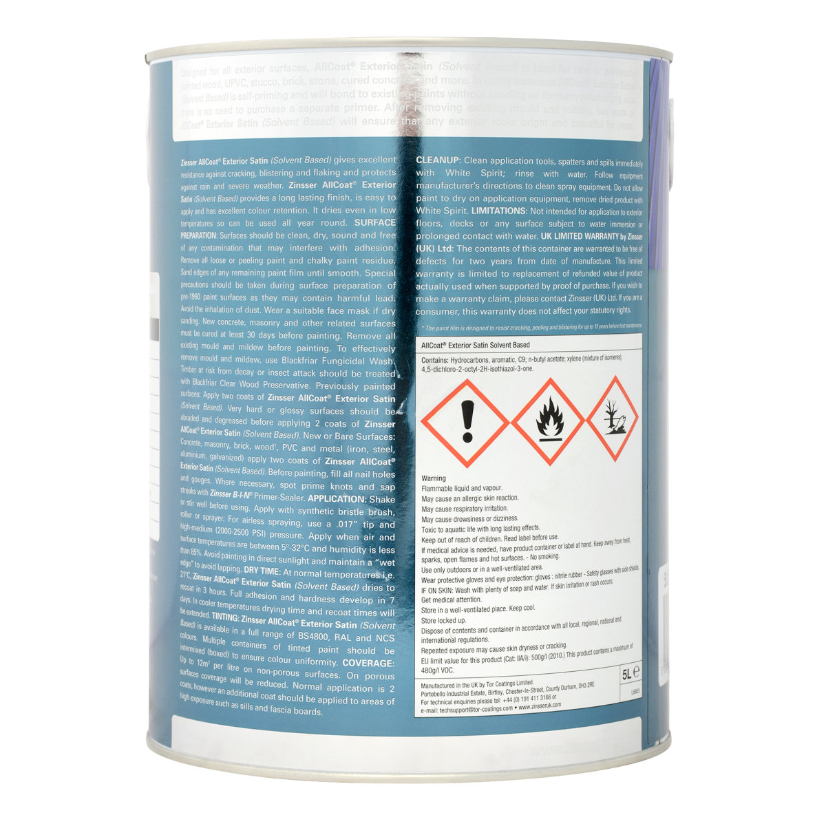 Zinsser AllCoat Exterior Satin Solvent-Based White 5L