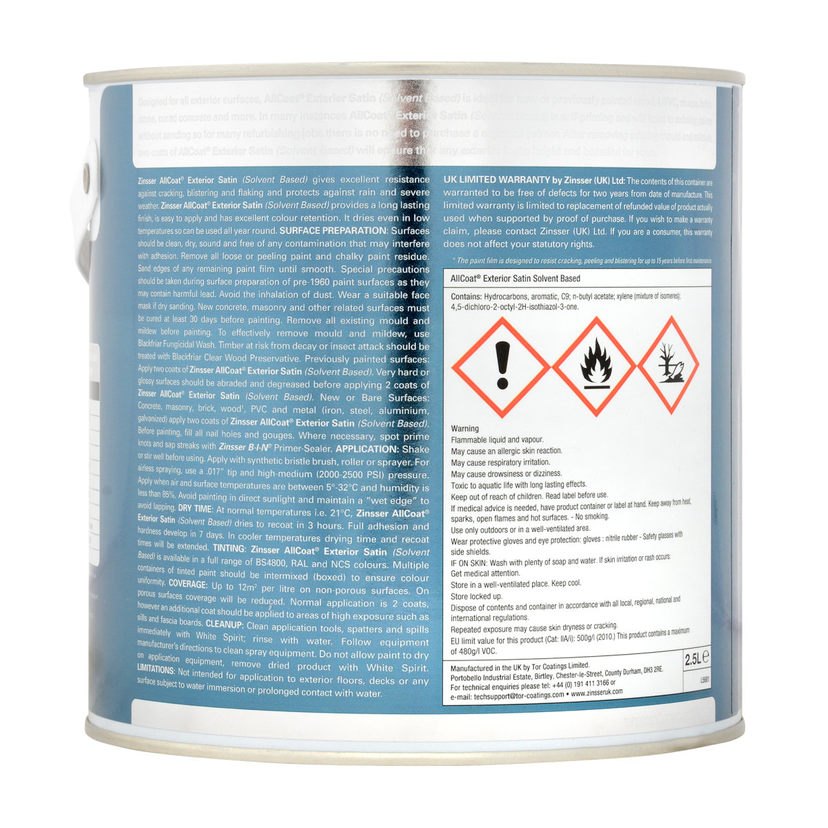 Zinsser AllCoat Exterior Satin Solvent-Based Black 2.5L 