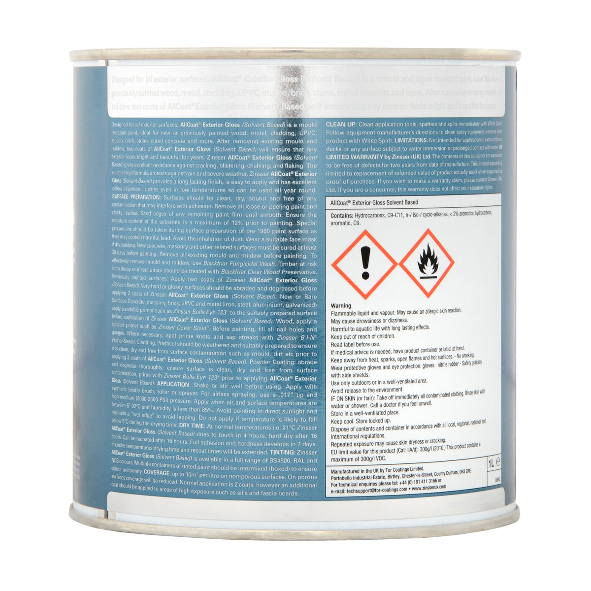 Zinsser AllCoat Exterior Gloss Solvent-Based Black 2.5L