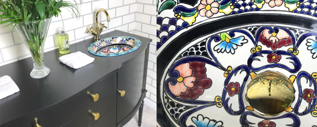 Black and gold vanity unit produced by Karla Schon