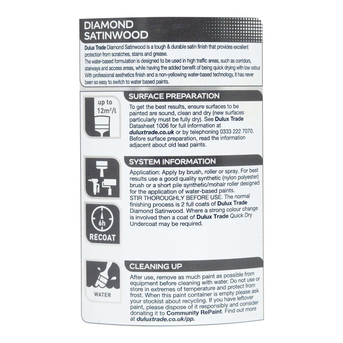 Dulux Trade Diamond Satinwood Brilliant White 1L