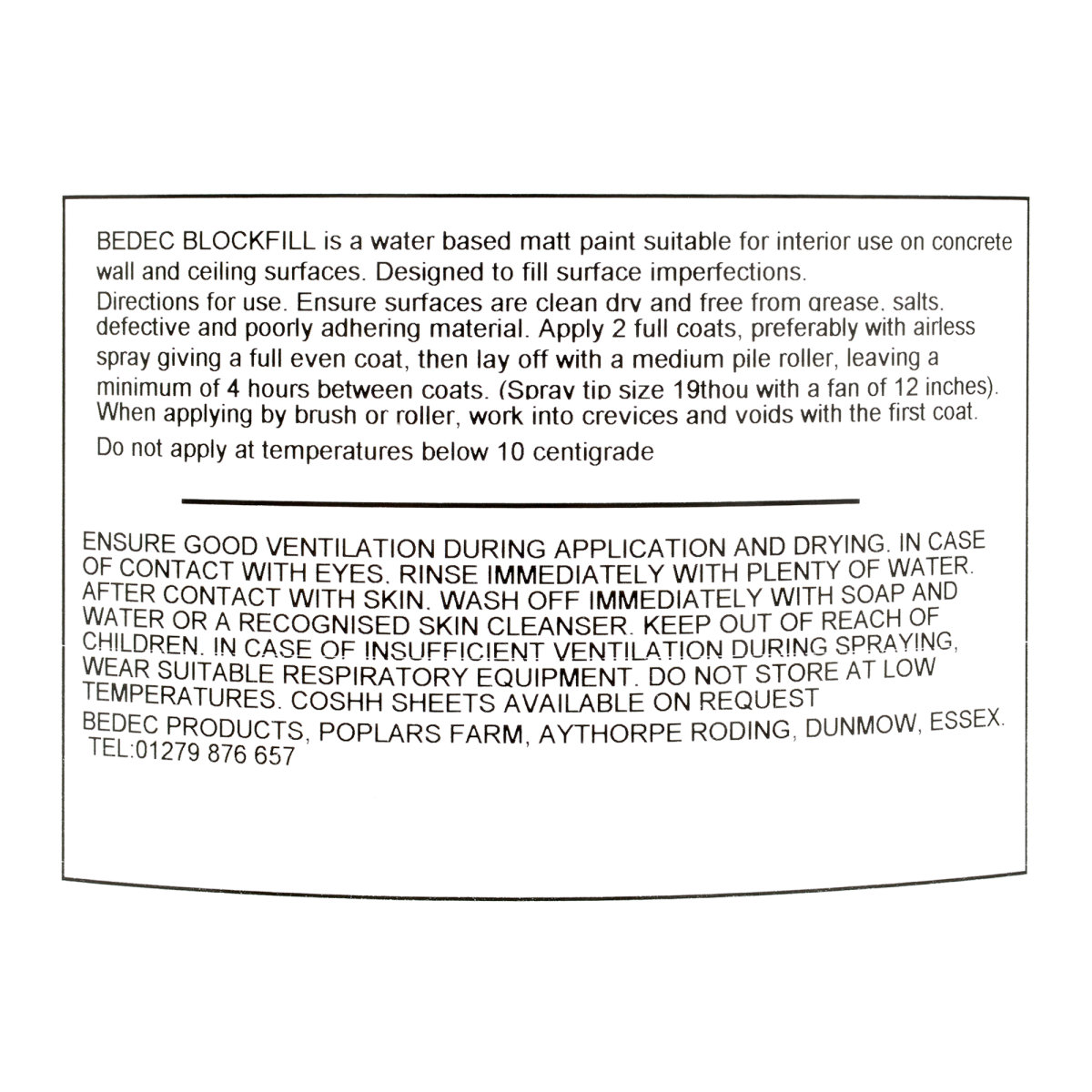 Bedec Blockfill White 20L