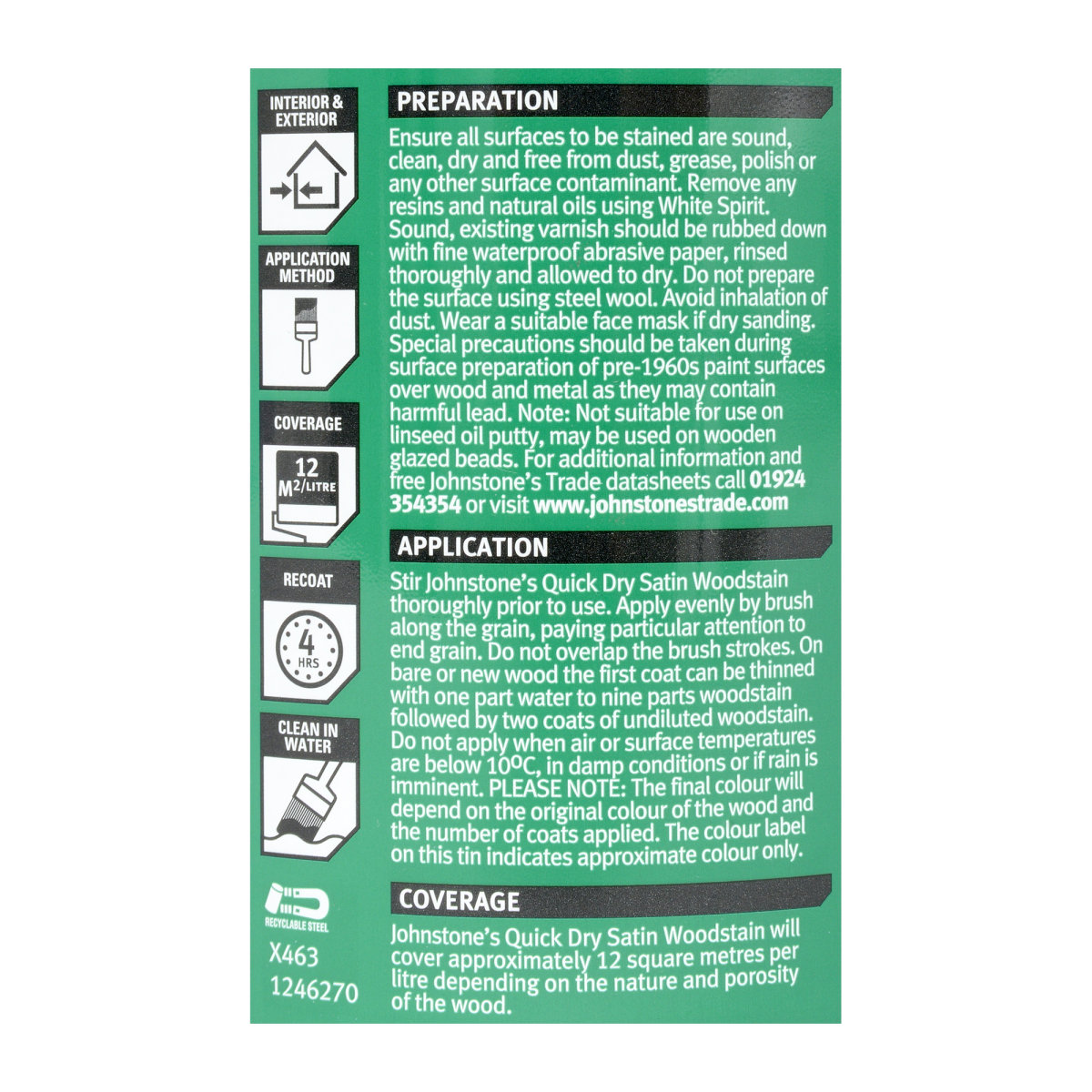 Johnstones Quick Dry Satin Woodstain Satin Jacobean Oak 750ml