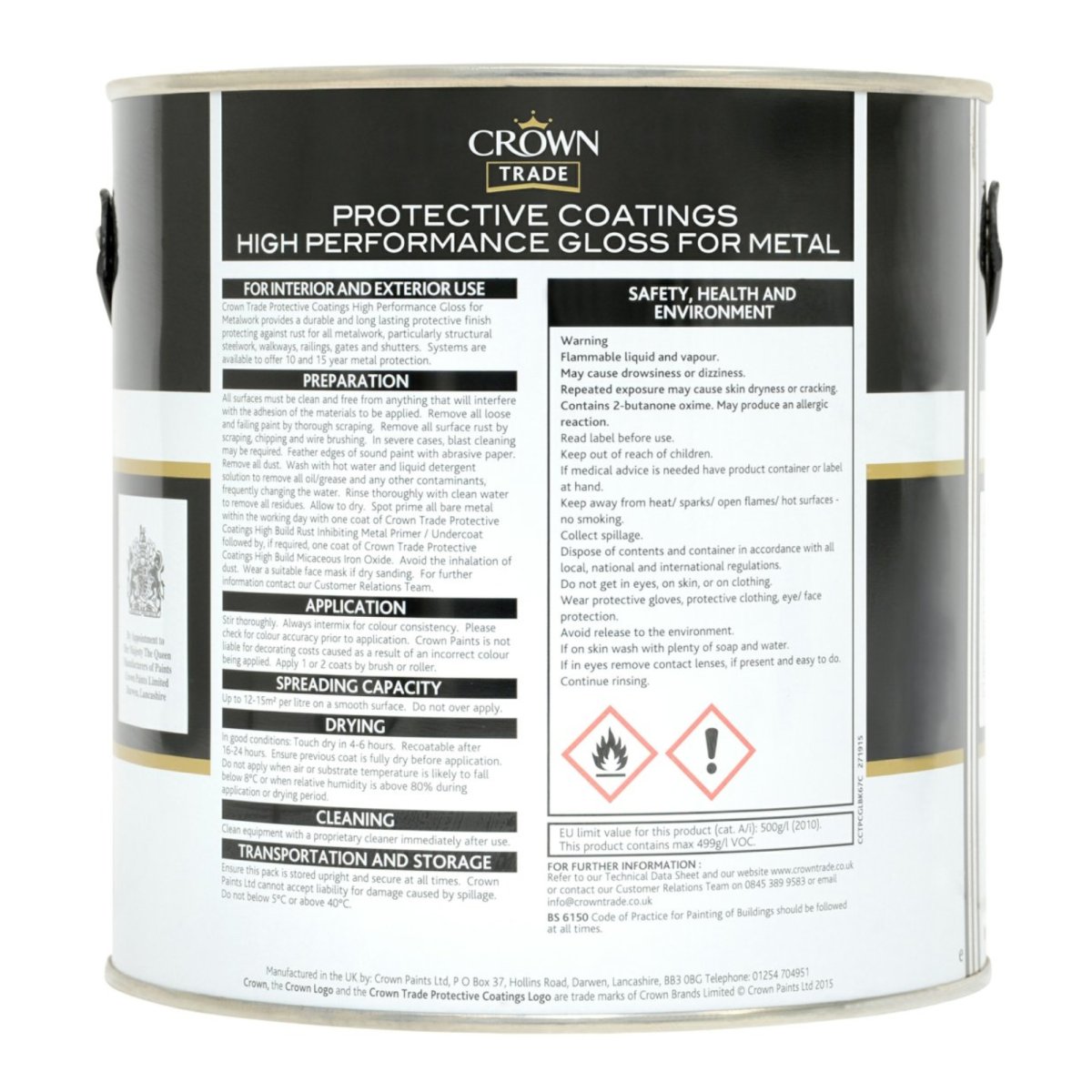 Crown Trade Protective Coatings High Performance Gloss Black 2.5L