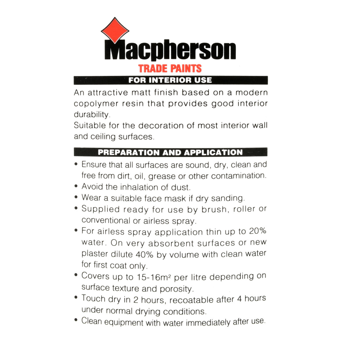 Macpherson Vinyl Matt Magnolia 10L