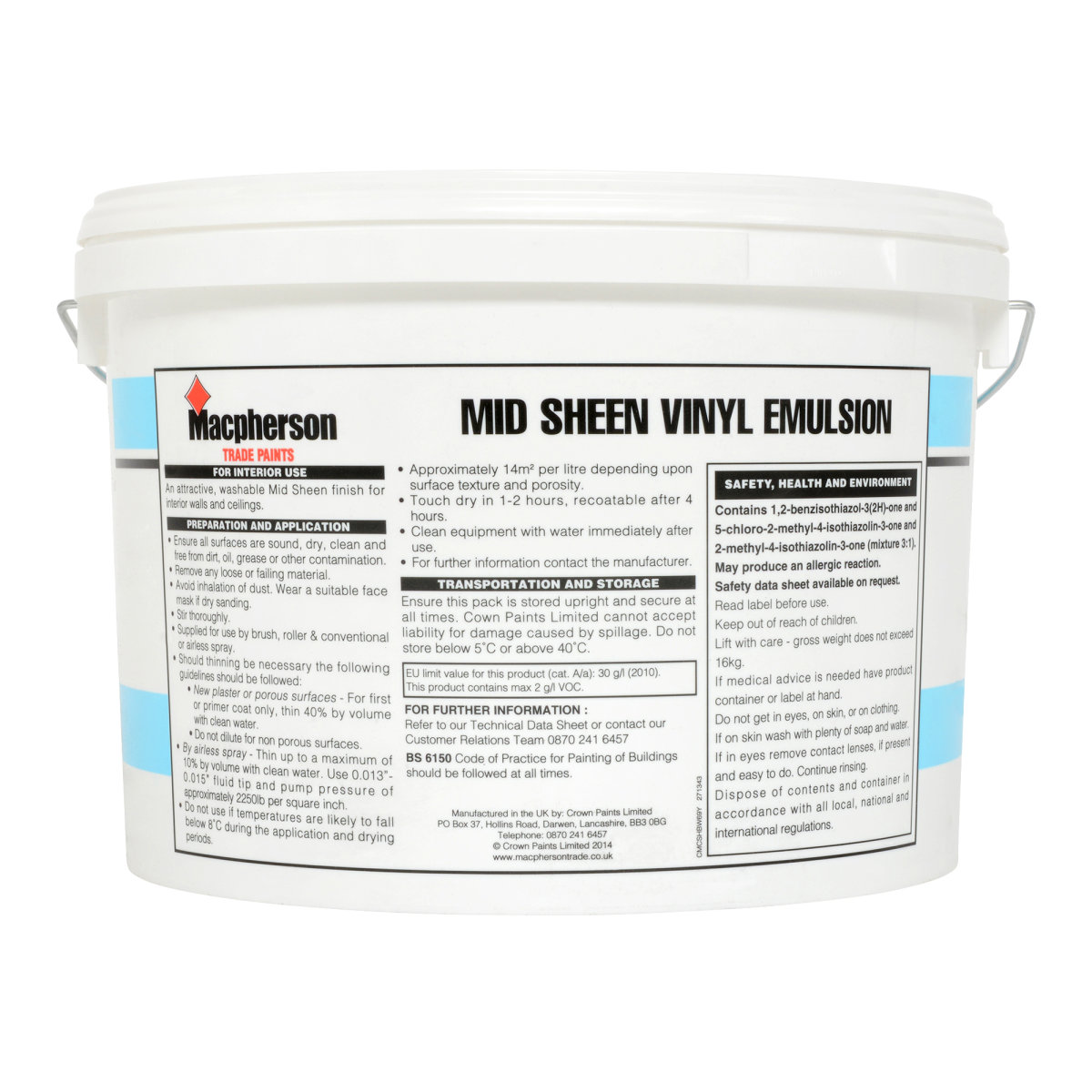 Macpherson Mid Sheen Brilliant White 10L