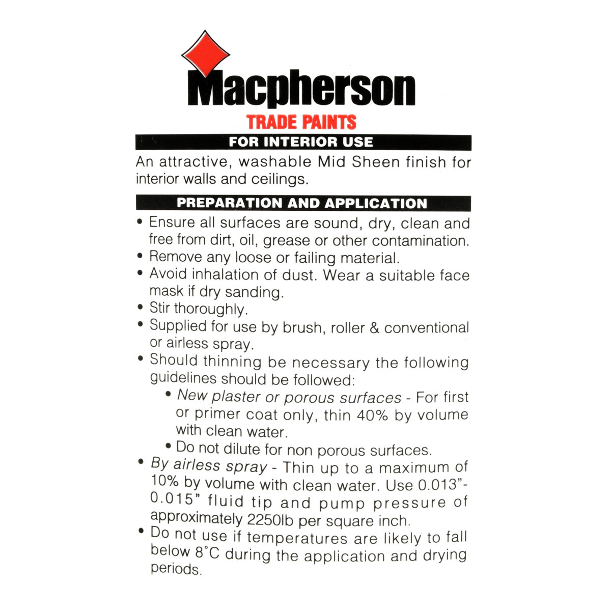 Macpherson Mid Sheen Brilliant White 10L