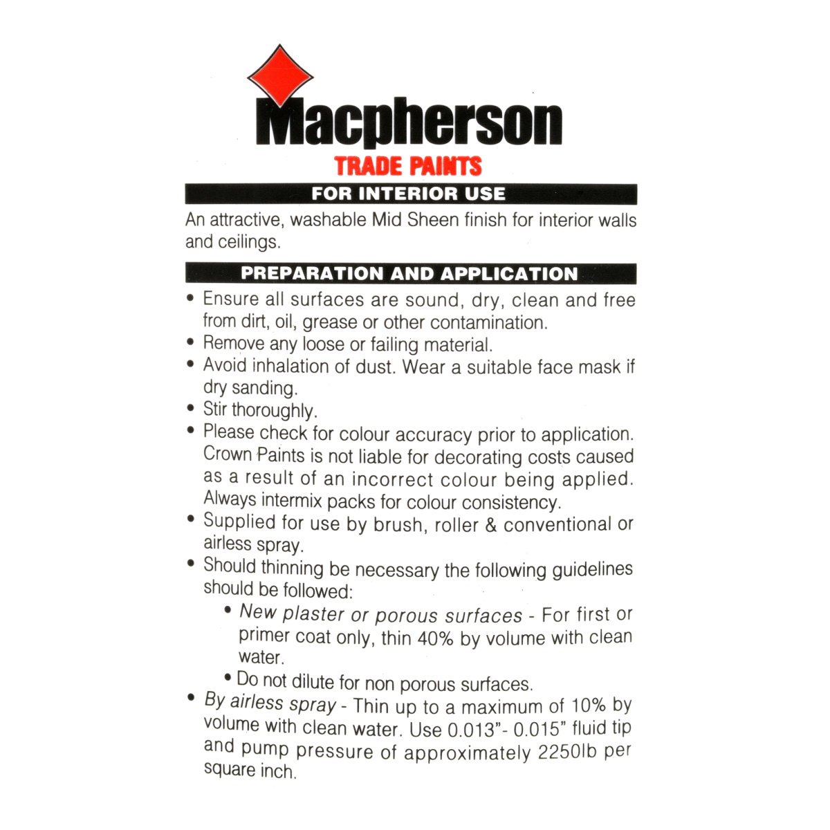 Macpherson Mid Sheen Magnolia 10L