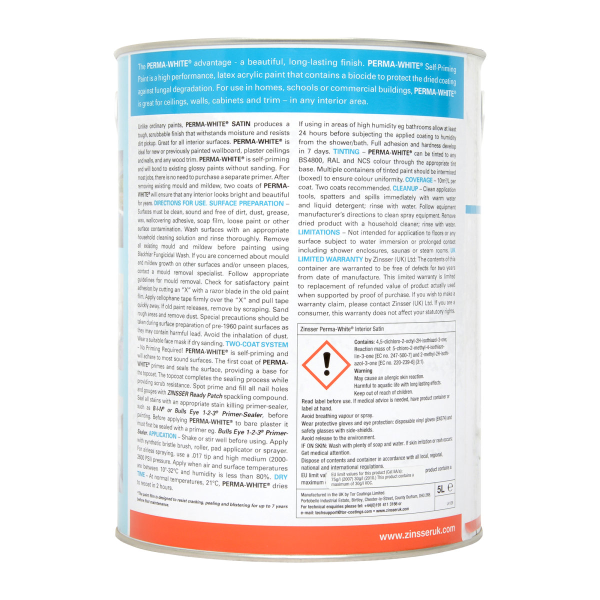 Zinsser Perma-White Interior Satin Tinted 5L