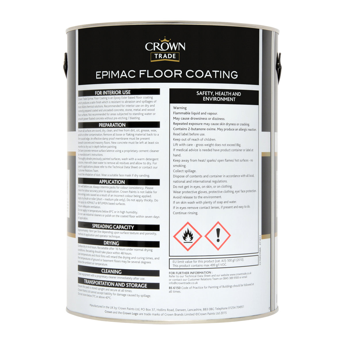 Crown Trade Epimac Floor Coating Mid Grey 5L