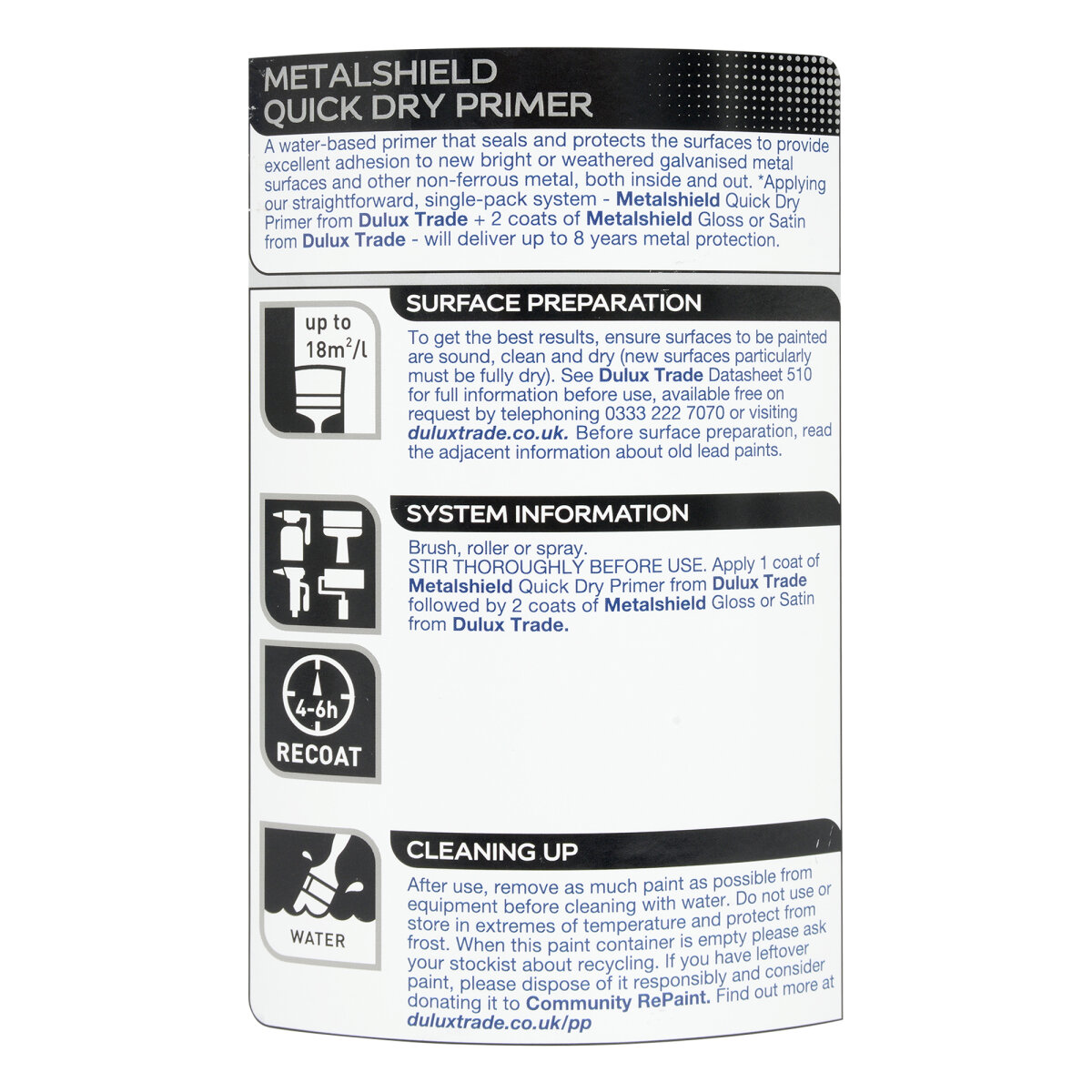 Dulux Trade Metalshield Quick Dry Primer White 5L