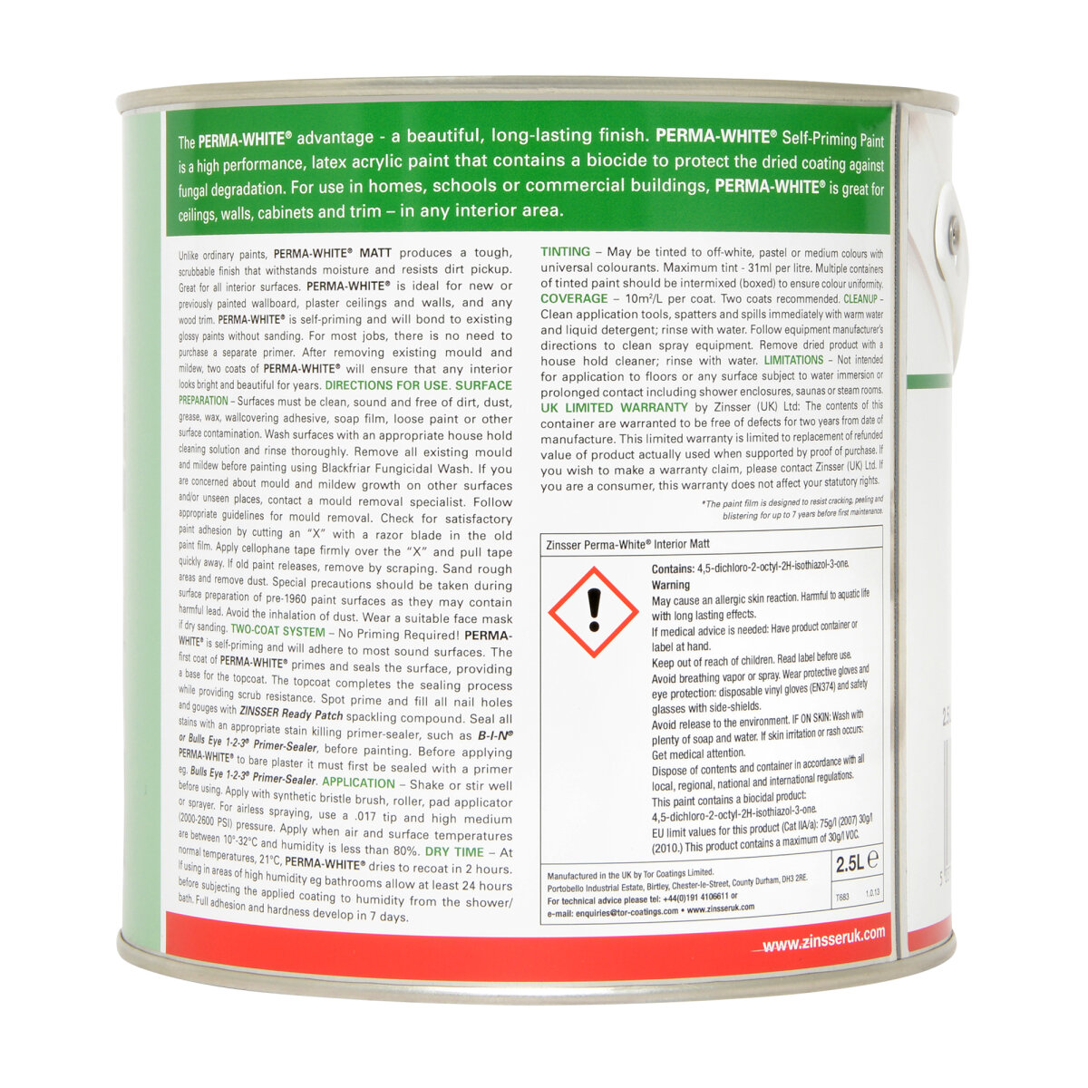 Perma-White Interior Matt (Tinted) - 2.5L 