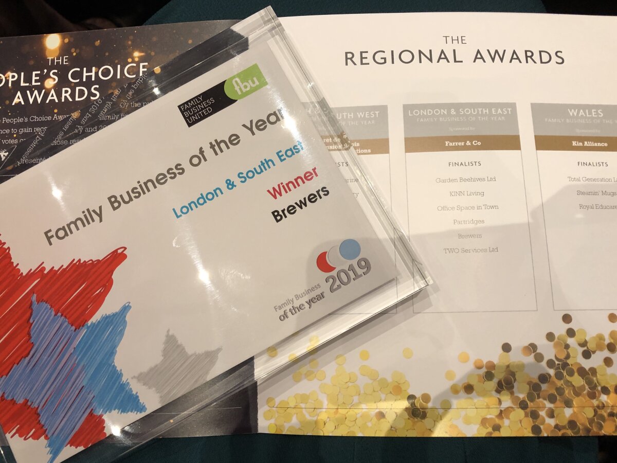 Brewers Decorator Centres win London & South East Family Business of the Year 2019