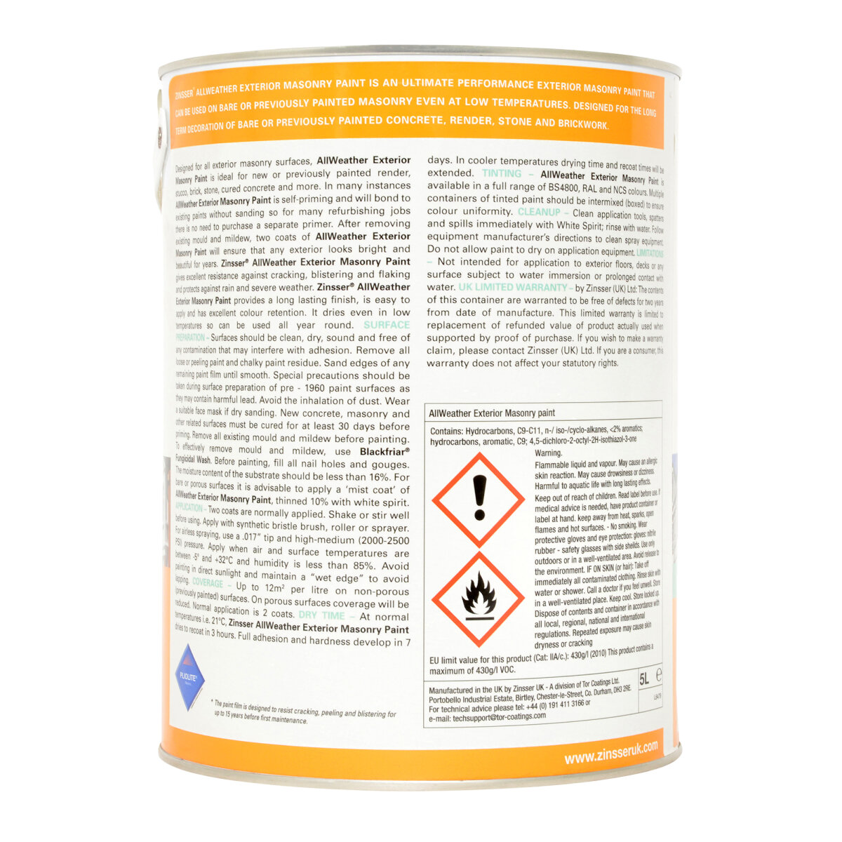 Zinsser All Weather Exterior Masonry White 5L