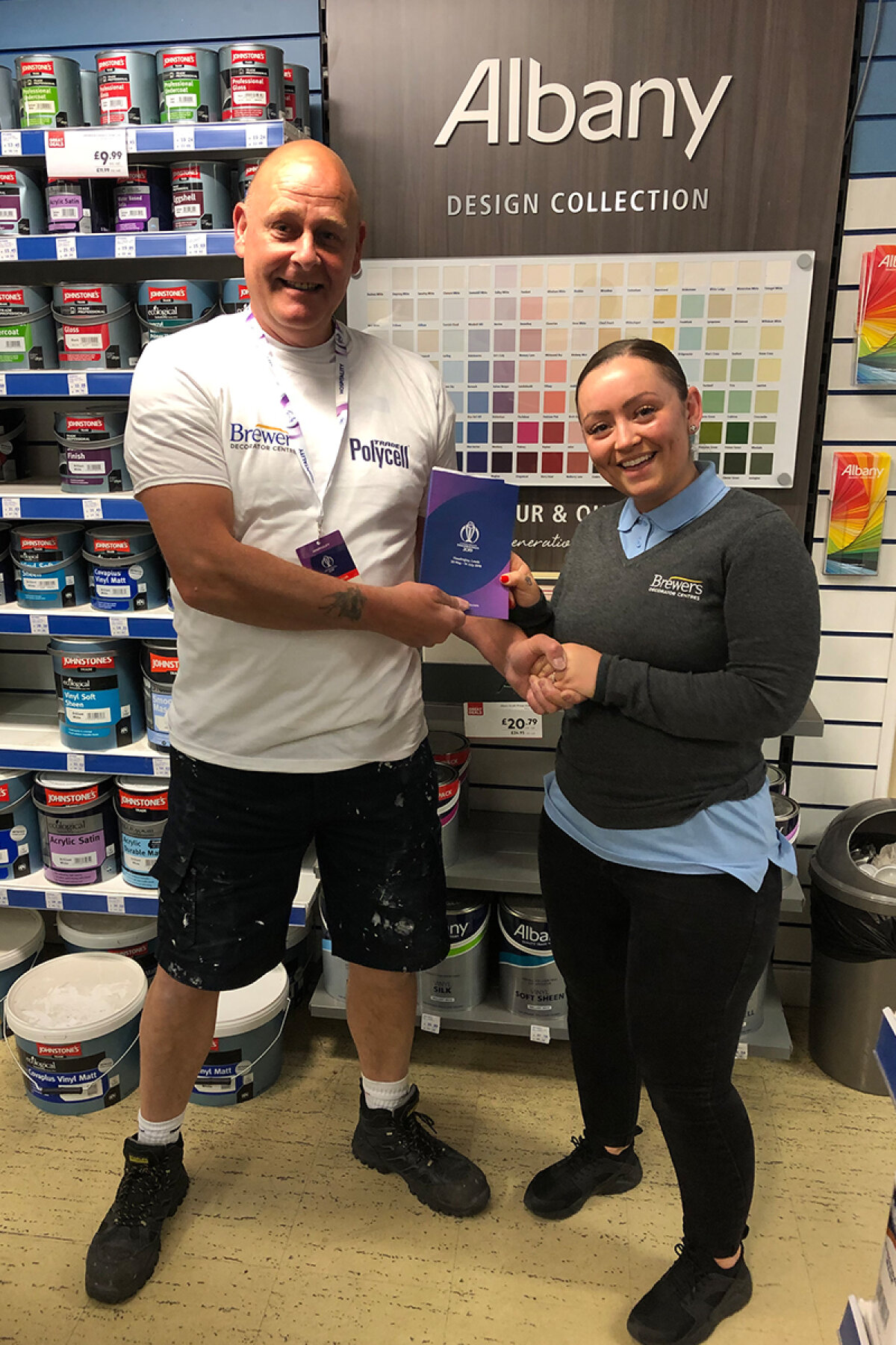 Richard Byron collecting his Brewers Cricket World Cup VIP Experience winner