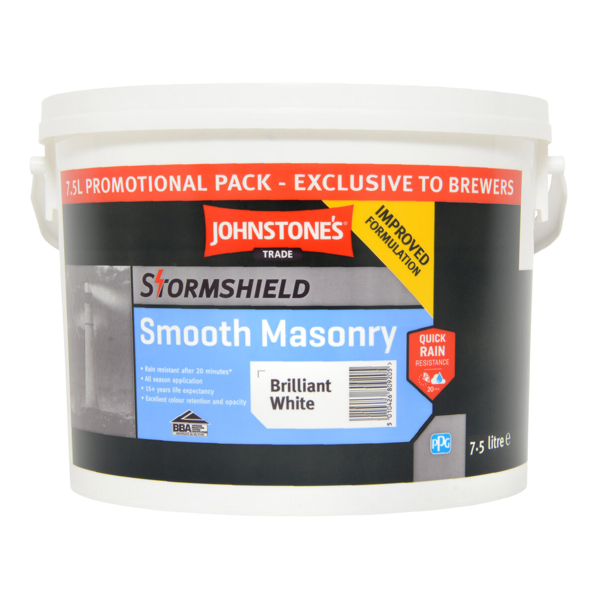 Johnstones Trade Stormshield Smooth Masonry Brilliant White 7.5L