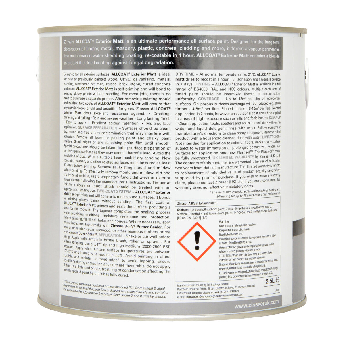 Zinsser Allcoat Exterior Matt White 2.5L