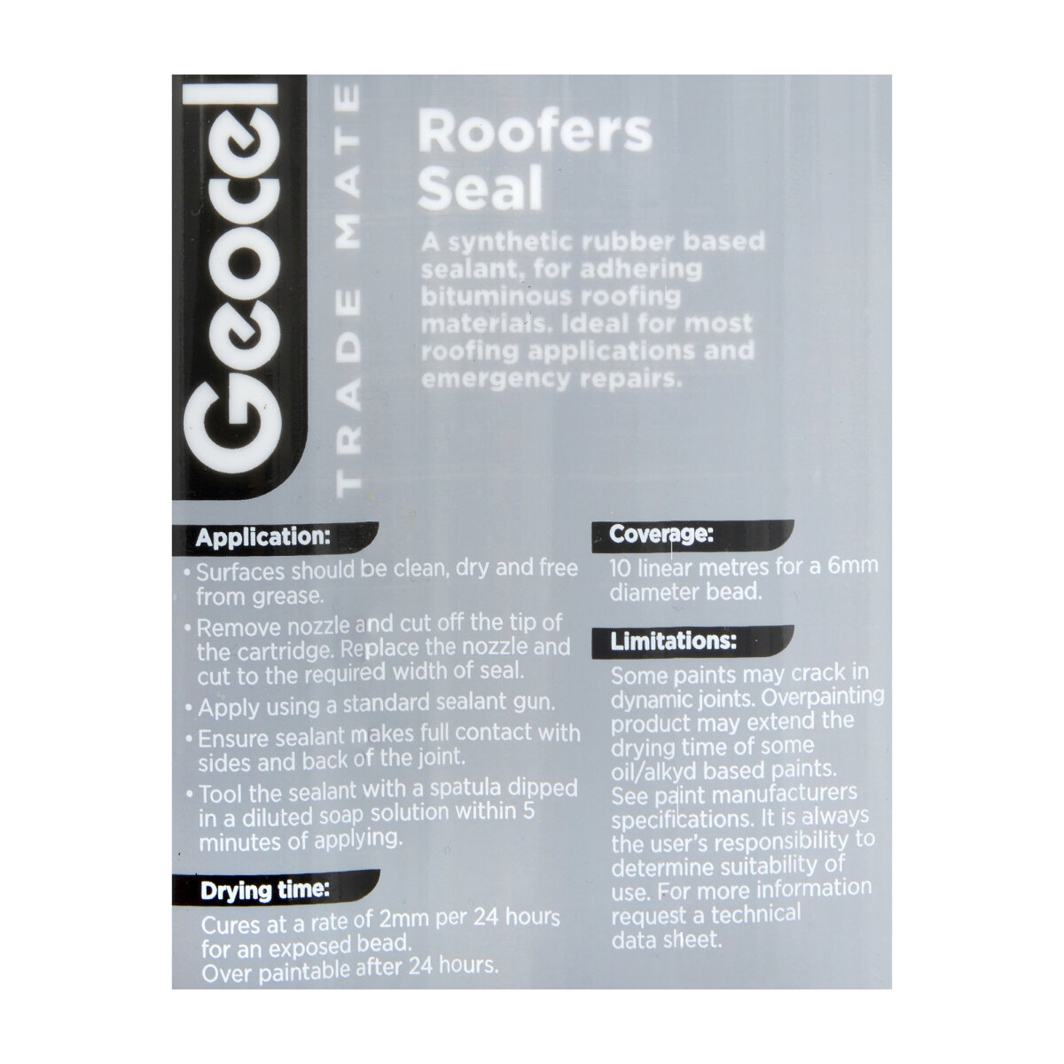 Geocel Trade Mate Roofers Seal Black 310ML