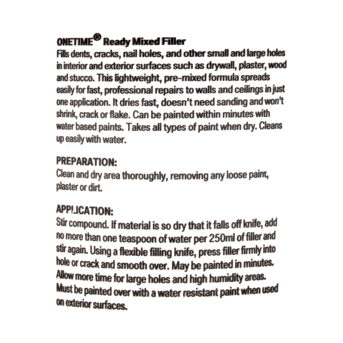 Red Devil One Time Filler 500ml
