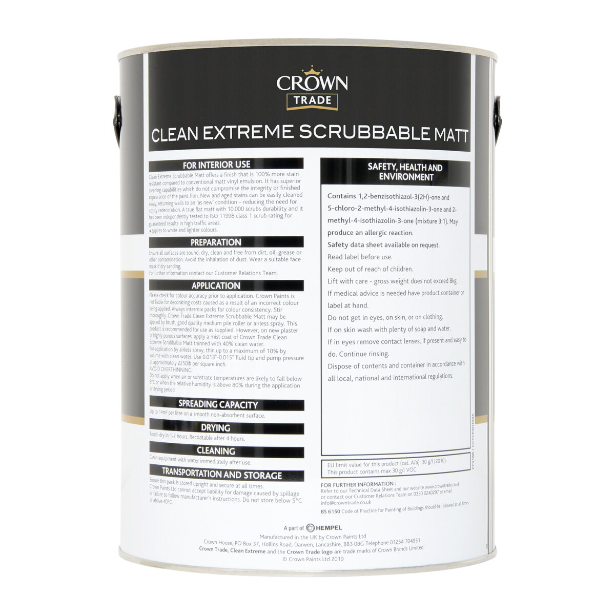 Crown Trade Clean Extreme Scrubbable Matt White 5L