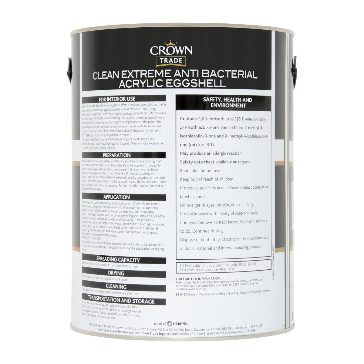 Crown Trade Clean Extreme Anti-Bacterial Durable Acrylic Eggshell White 5L