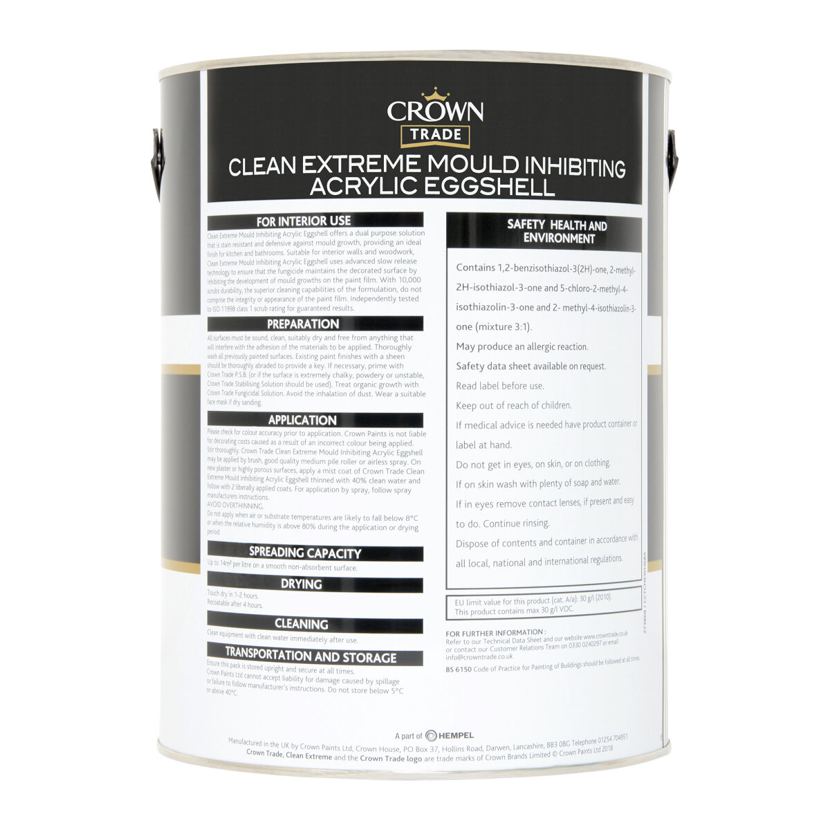 Crown Trade Clean Extreme Mould Inhibiting Acrylic Eggshell White 5L