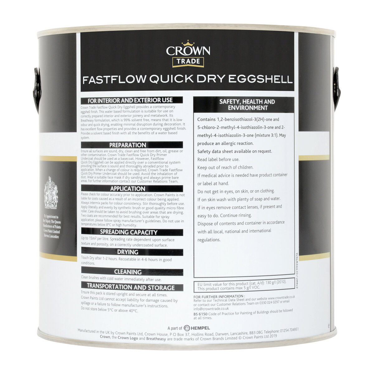 Crown Trade Fastflow Quick Dry Eggshell White 2.5L