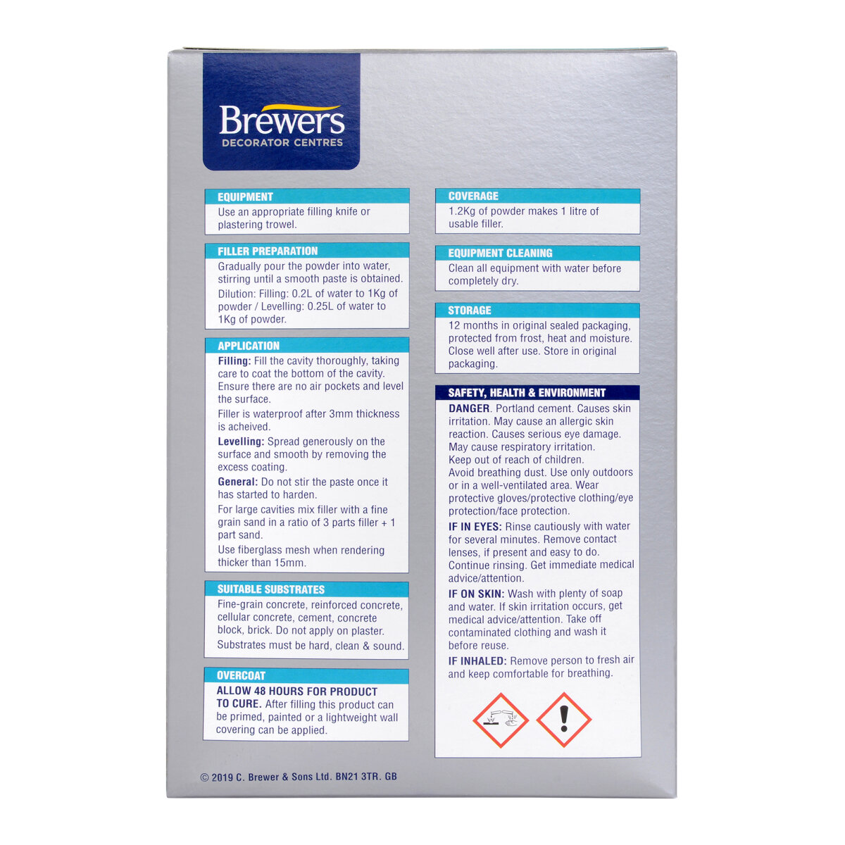Brewers Waterproof Masonry Interior / Exterior Filler Grey 6KG