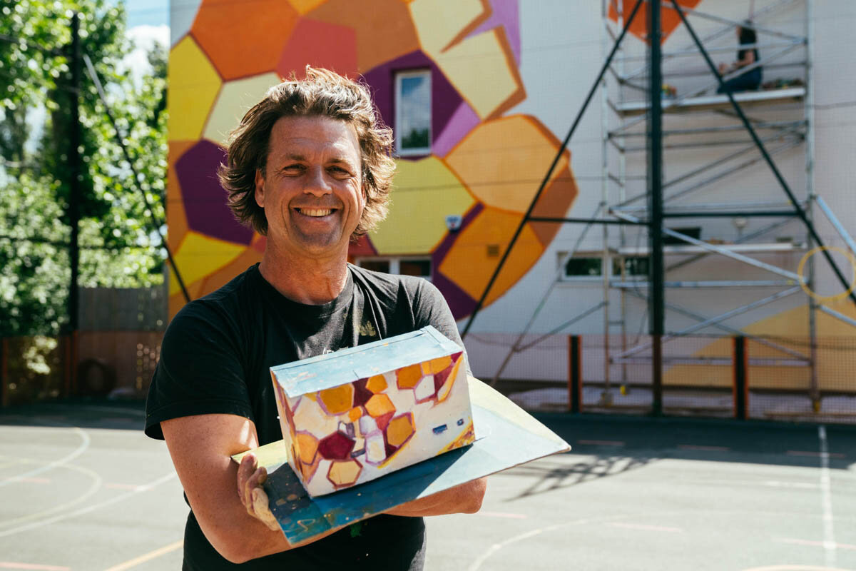 Patricio Forrester in front of ‘The Hive’ music block at Beecroft Garden Primary School in Brockley, South London.