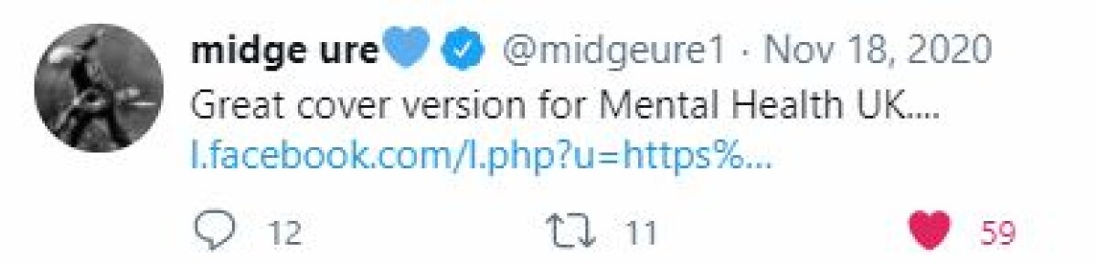 Midge Ure tweets about Exposé fundraising