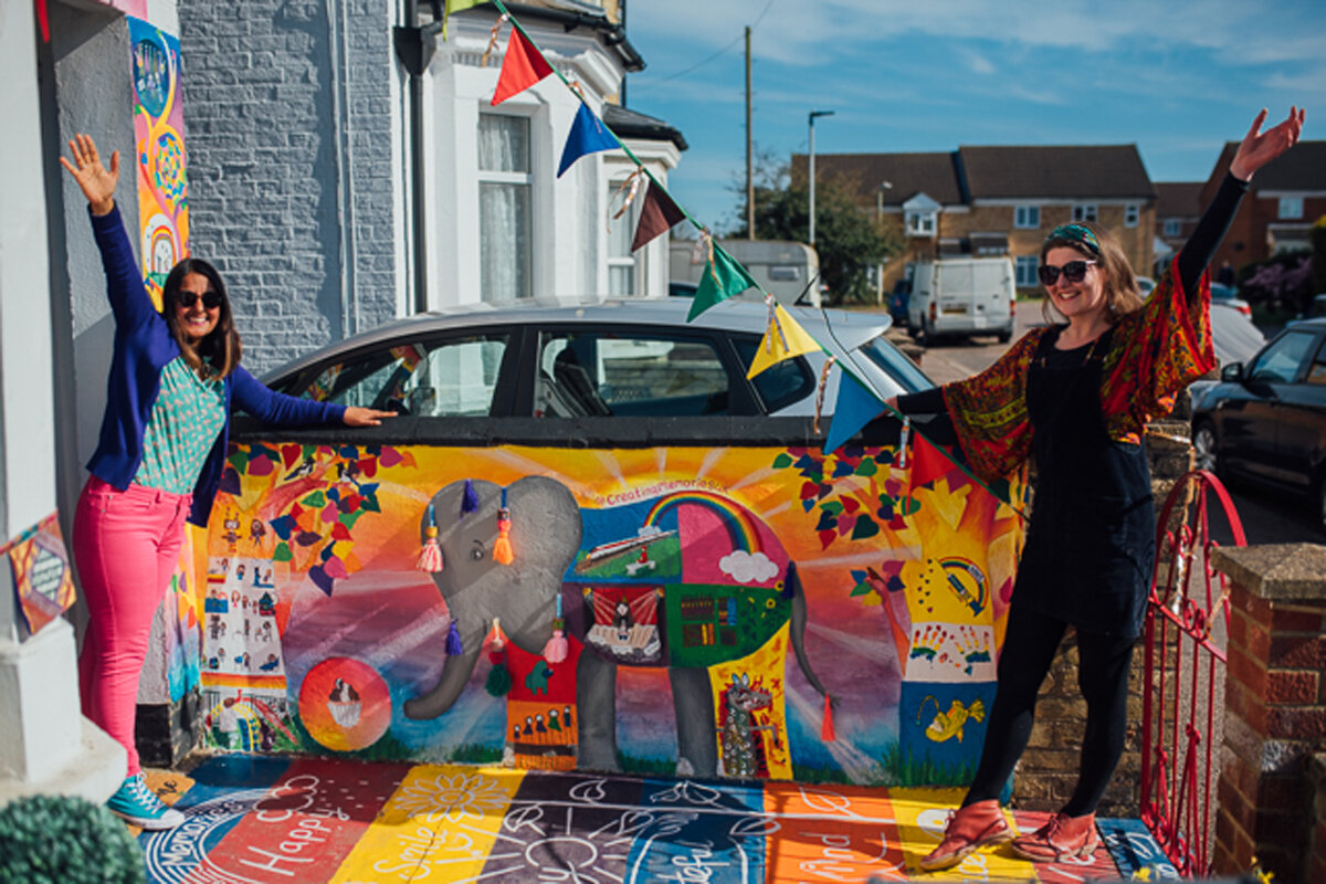 Pritti and Sarah next to finished mural