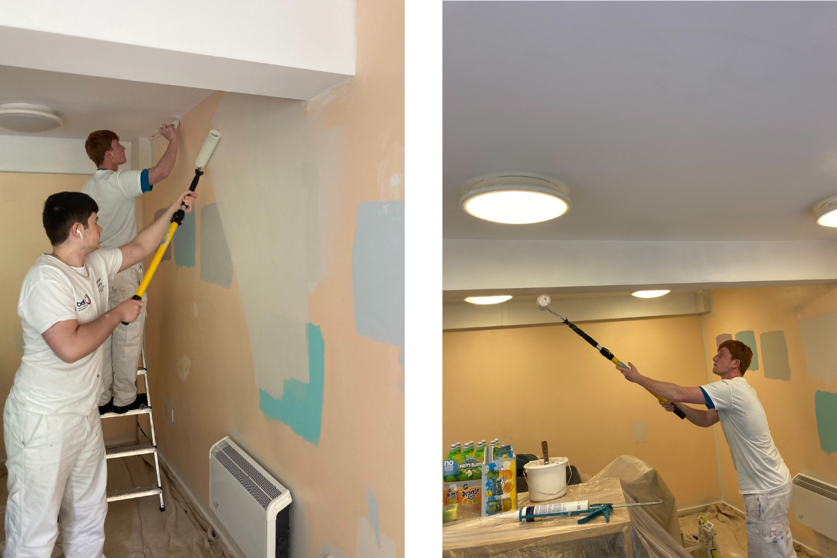 Riverside College Students Decorating Halton Women's Centre
