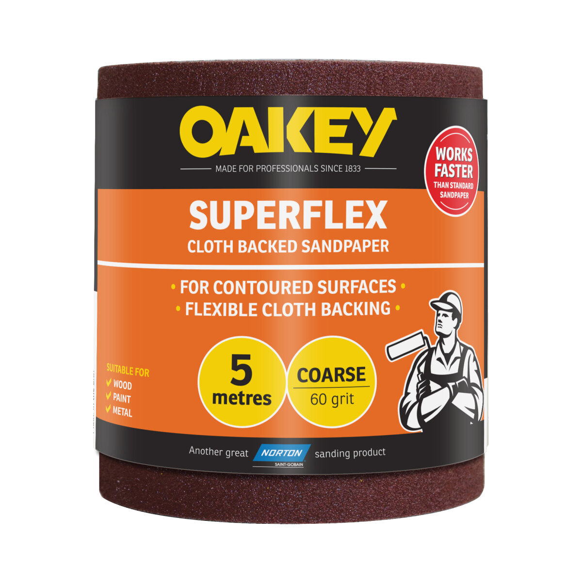 Oakey Superflex Cloth Backed Abrasive 115mm x 5m P60