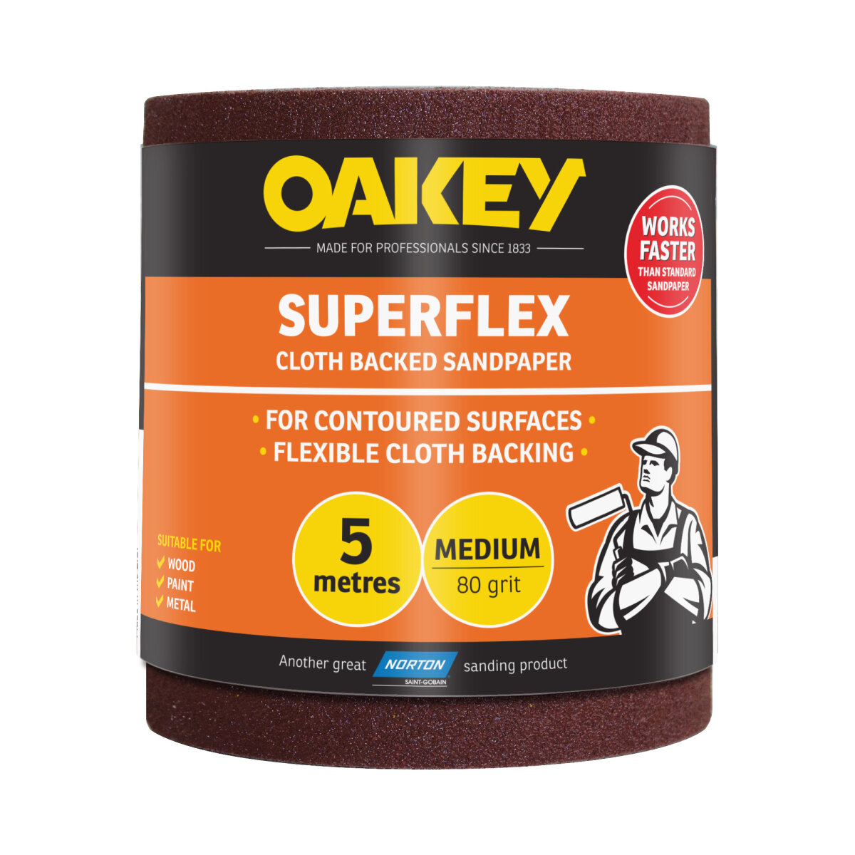 Oakey Superflex Cloth Backed Abrasive 115mm x 5m P80