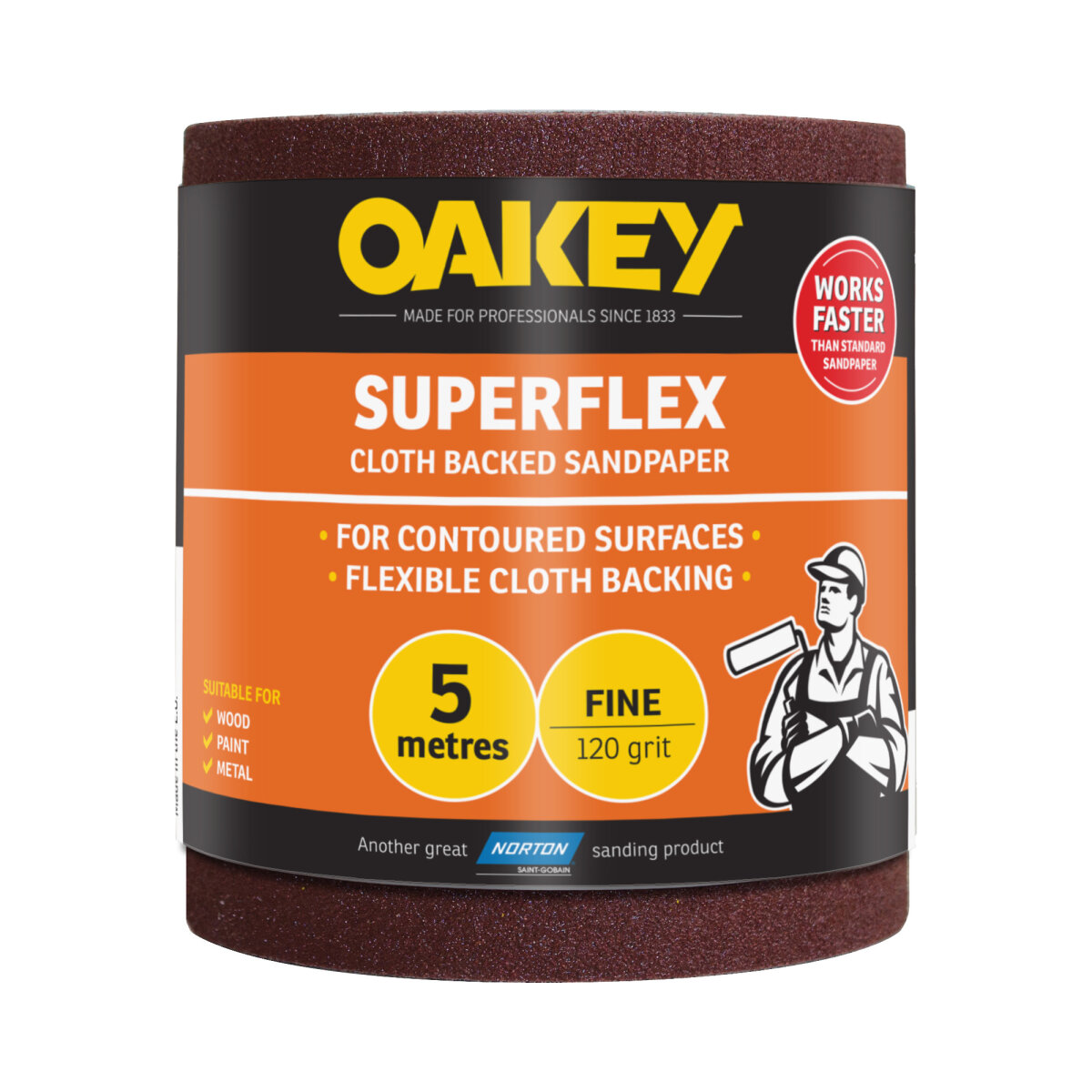 Oakey Superflex Cloth Backed Abrasive 115mm x 5m P120