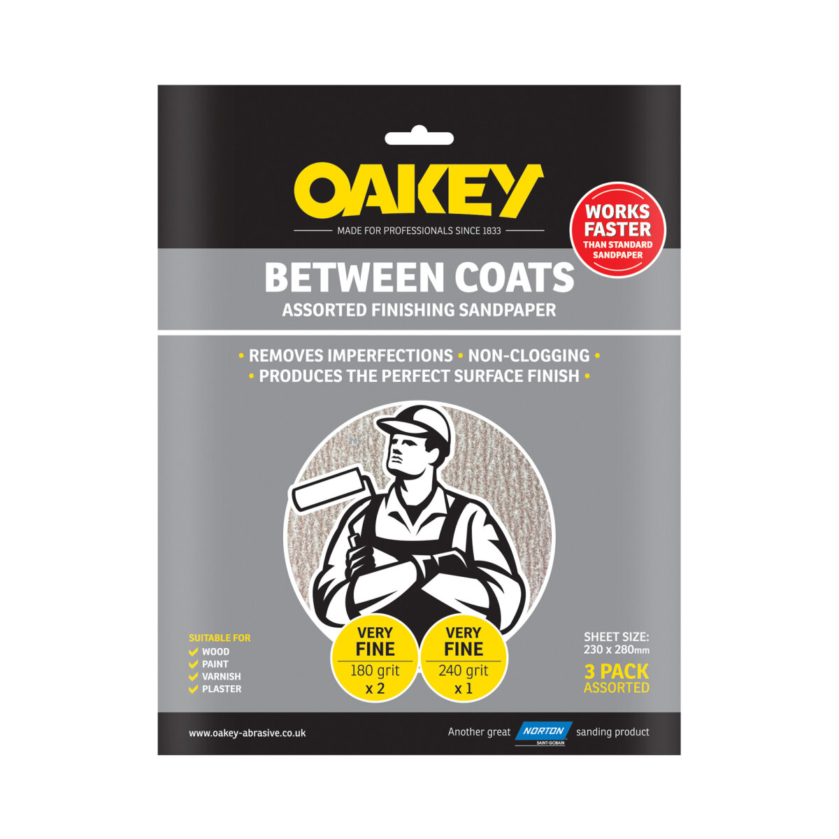 Oakey Between Coats Sheets Pack of 3 Assorted