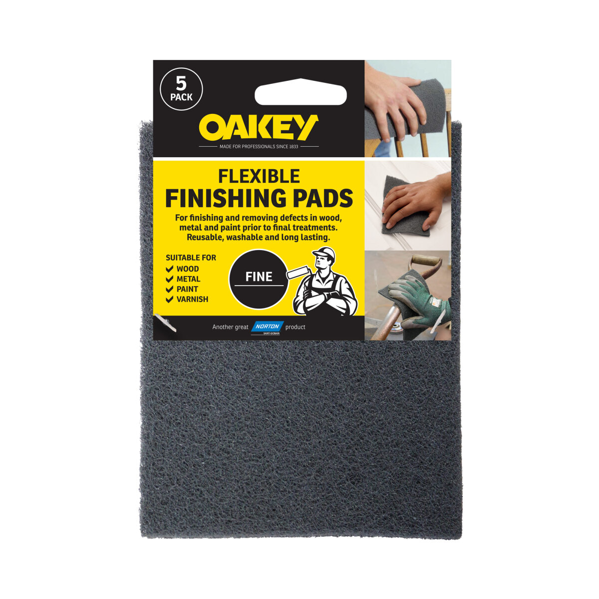 Oakey Flexible Finishing Pads Pack of 5