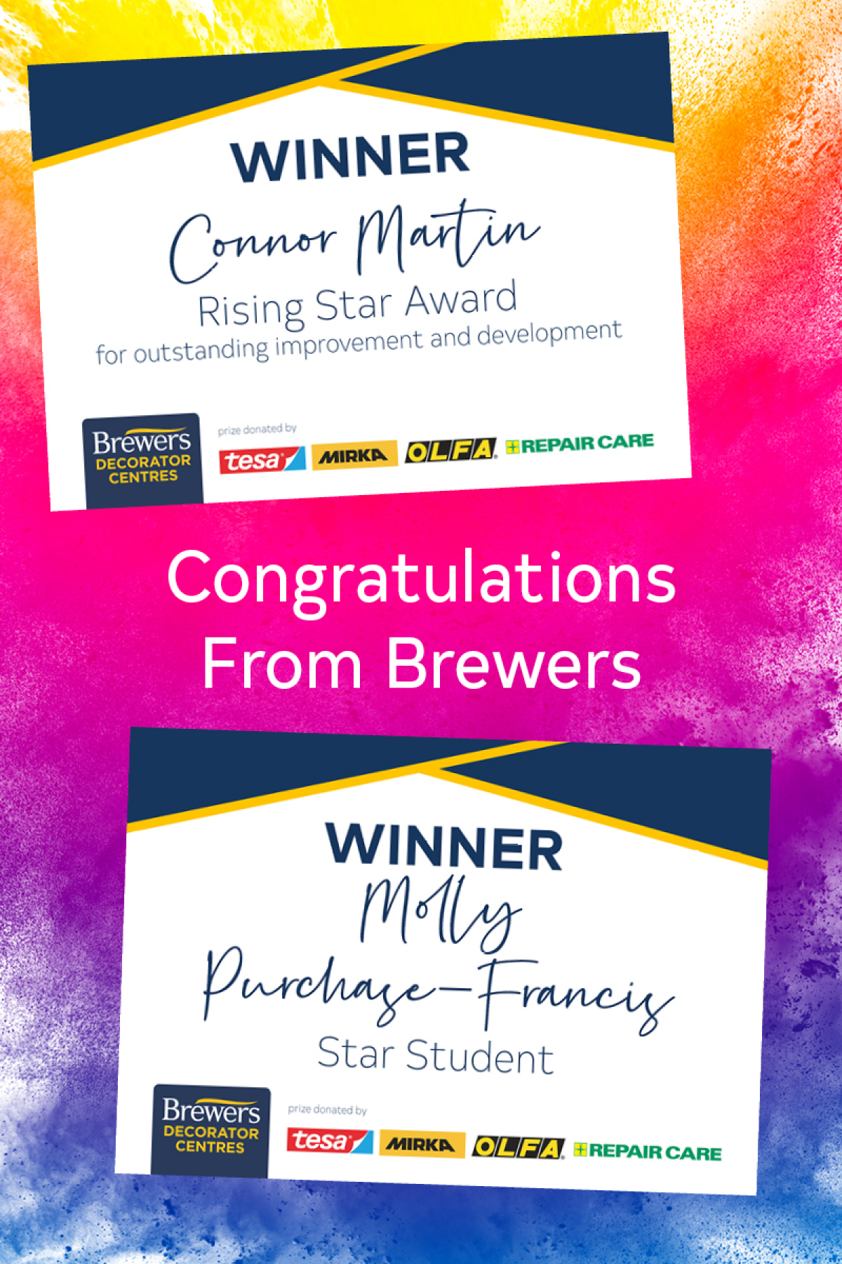 Certificates for the winners