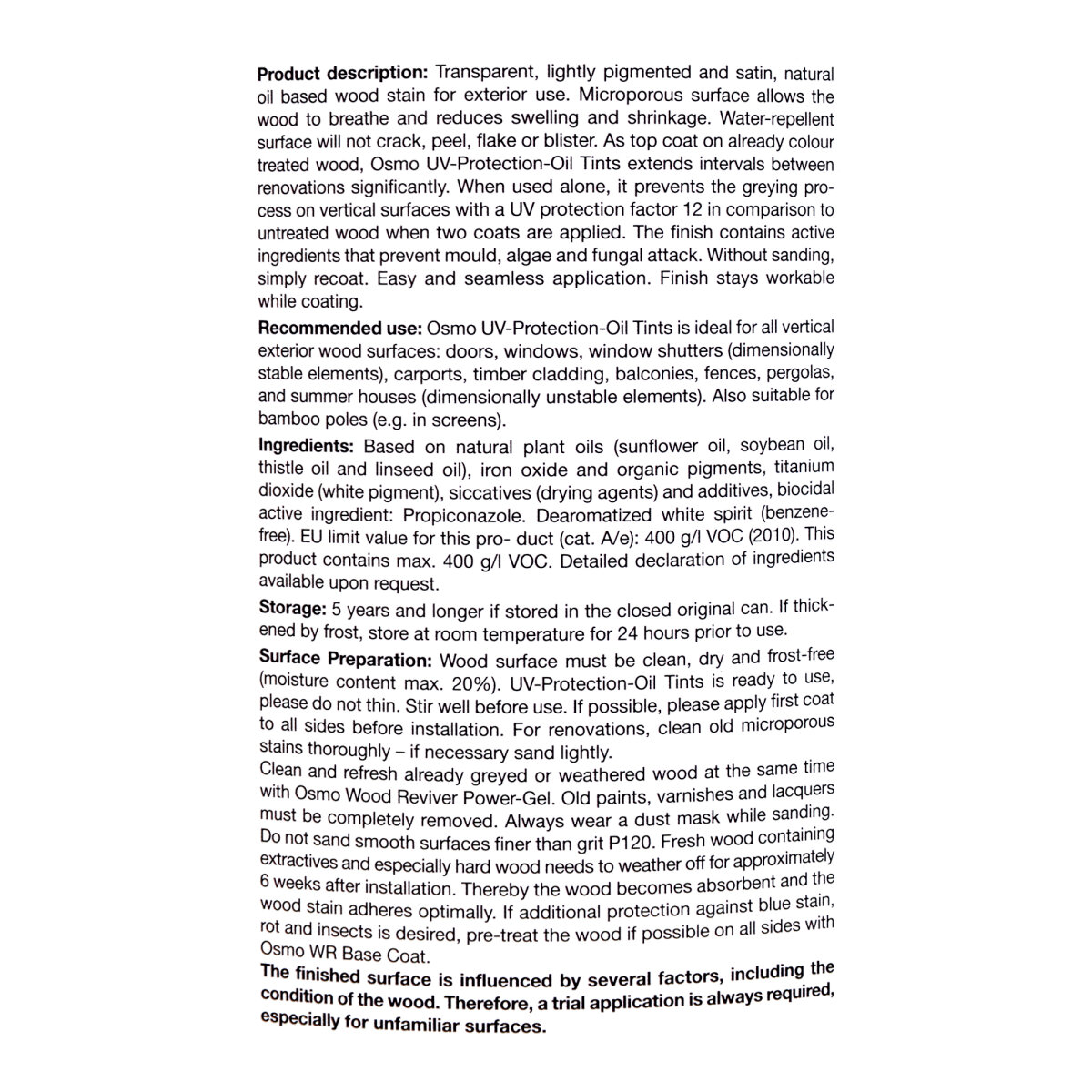 UV Protection Oil Tints Satin