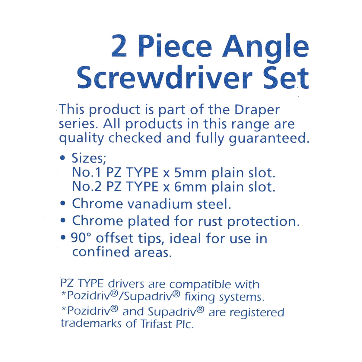 Two Piece Angled Screw Driver Set