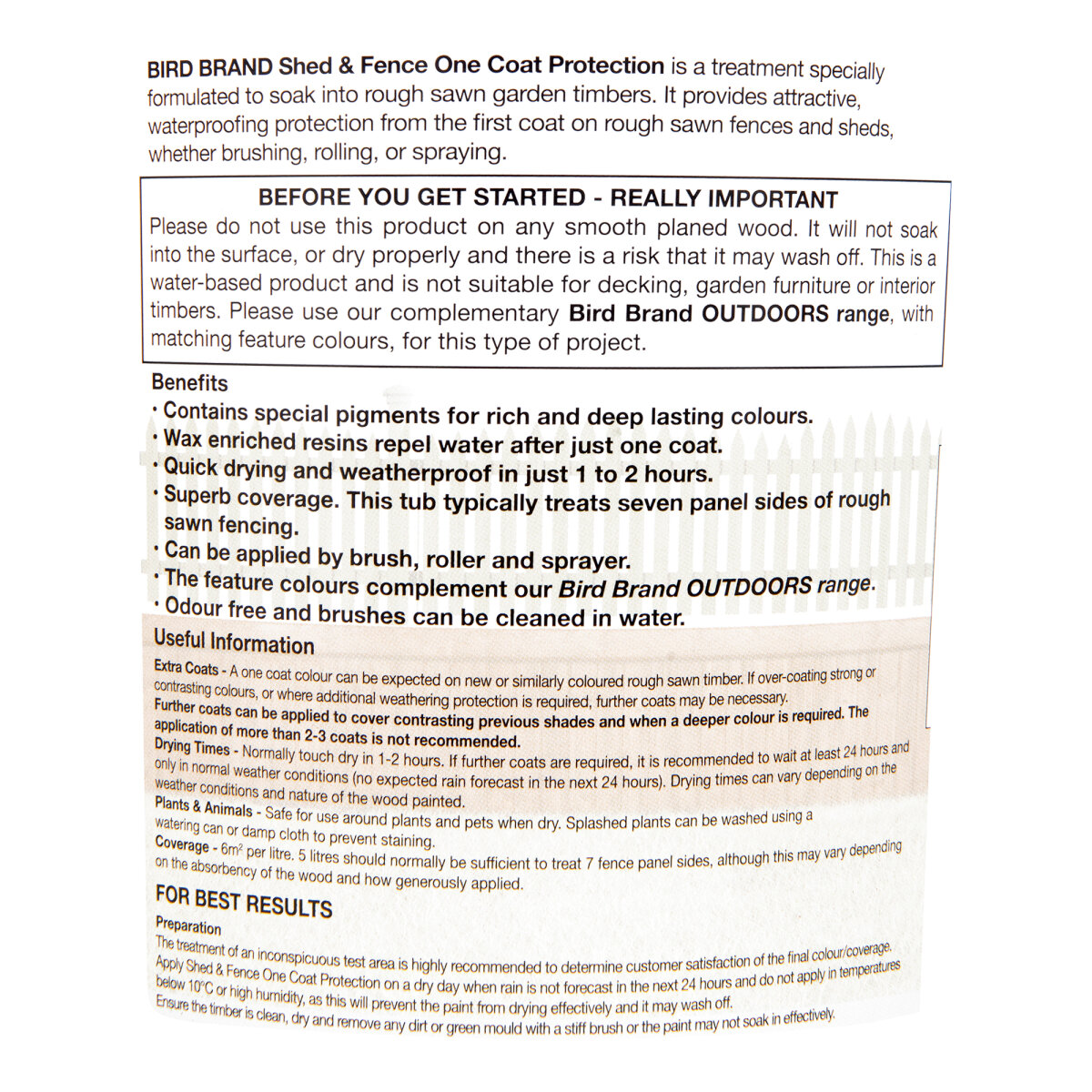 Bird Shed & Fence One Coat Protector Pack 1