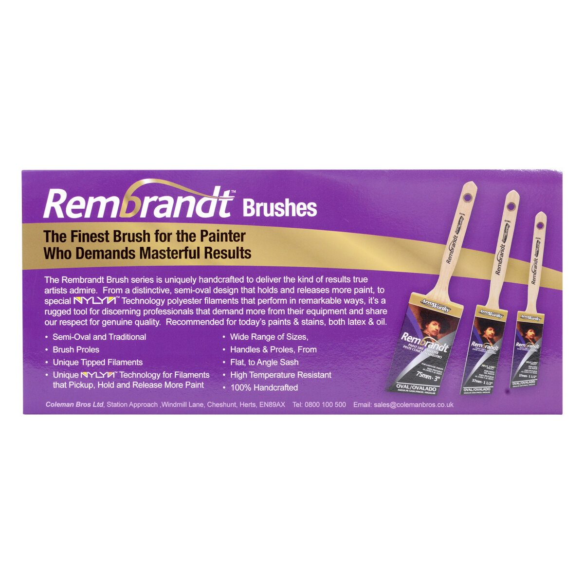 Rembrandt Angled Cut Brush (Pack of 3)