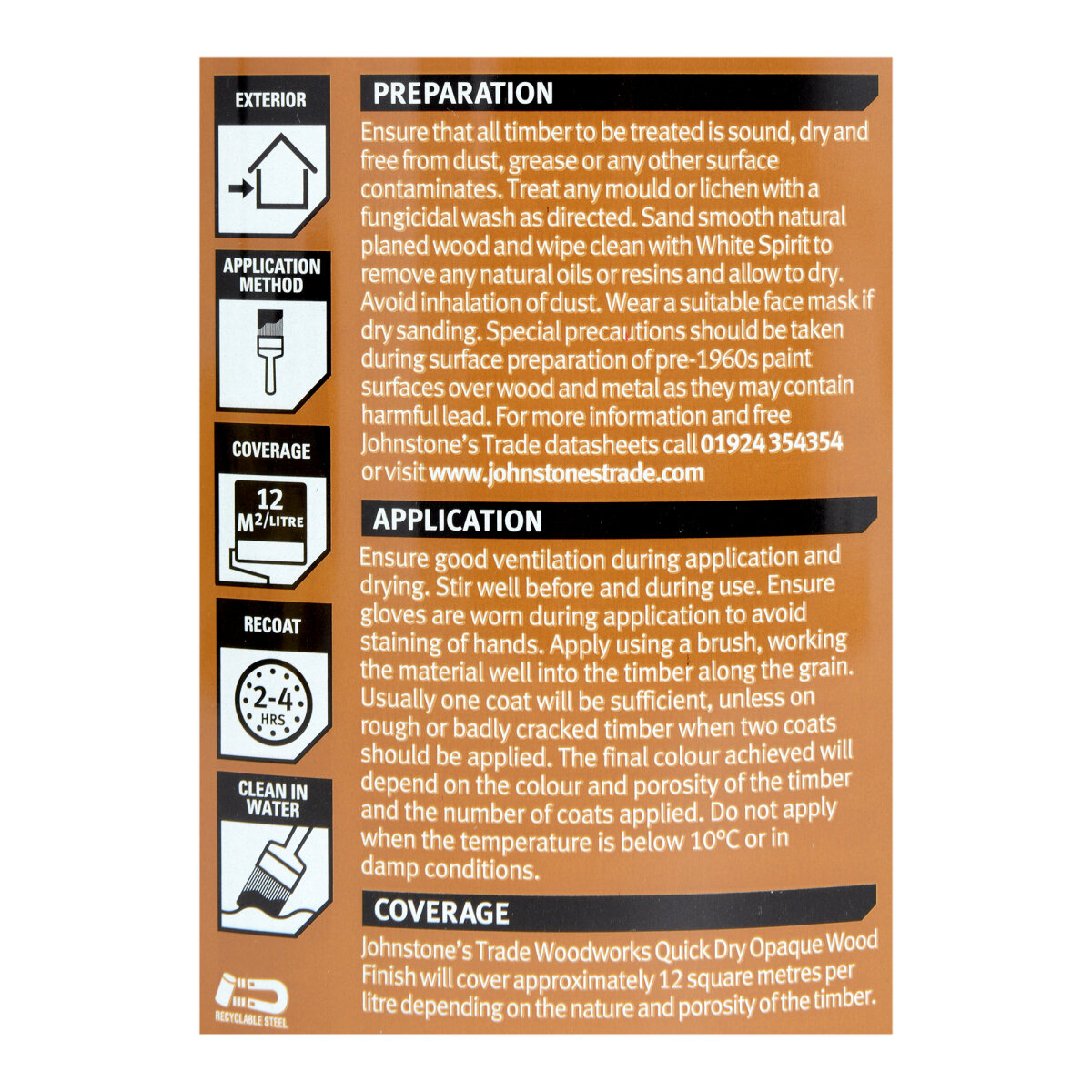 Johnstone's Trade Quick Dry Opaque Wood Finish 2.5L Panel 1