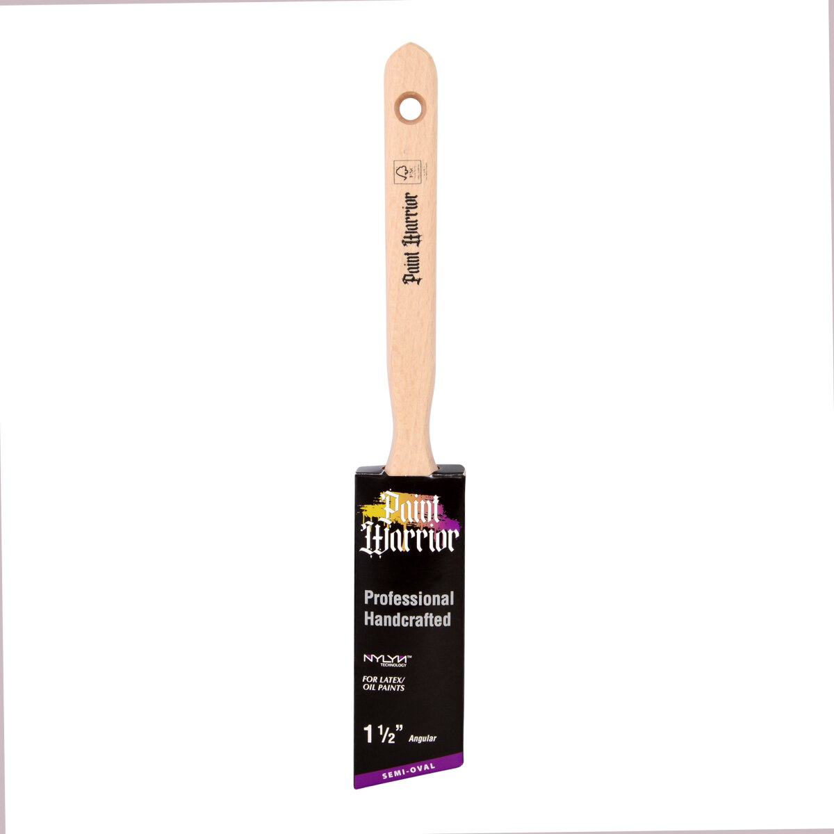 Paint Warrior Oval Angled Long Handle Brush 1.5" Image 3