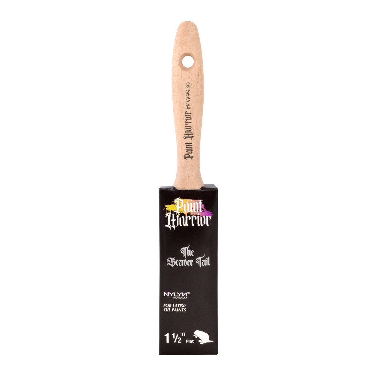 Paint Warrior Flat Beaver Tail Handle Brush 1.5" Image 3