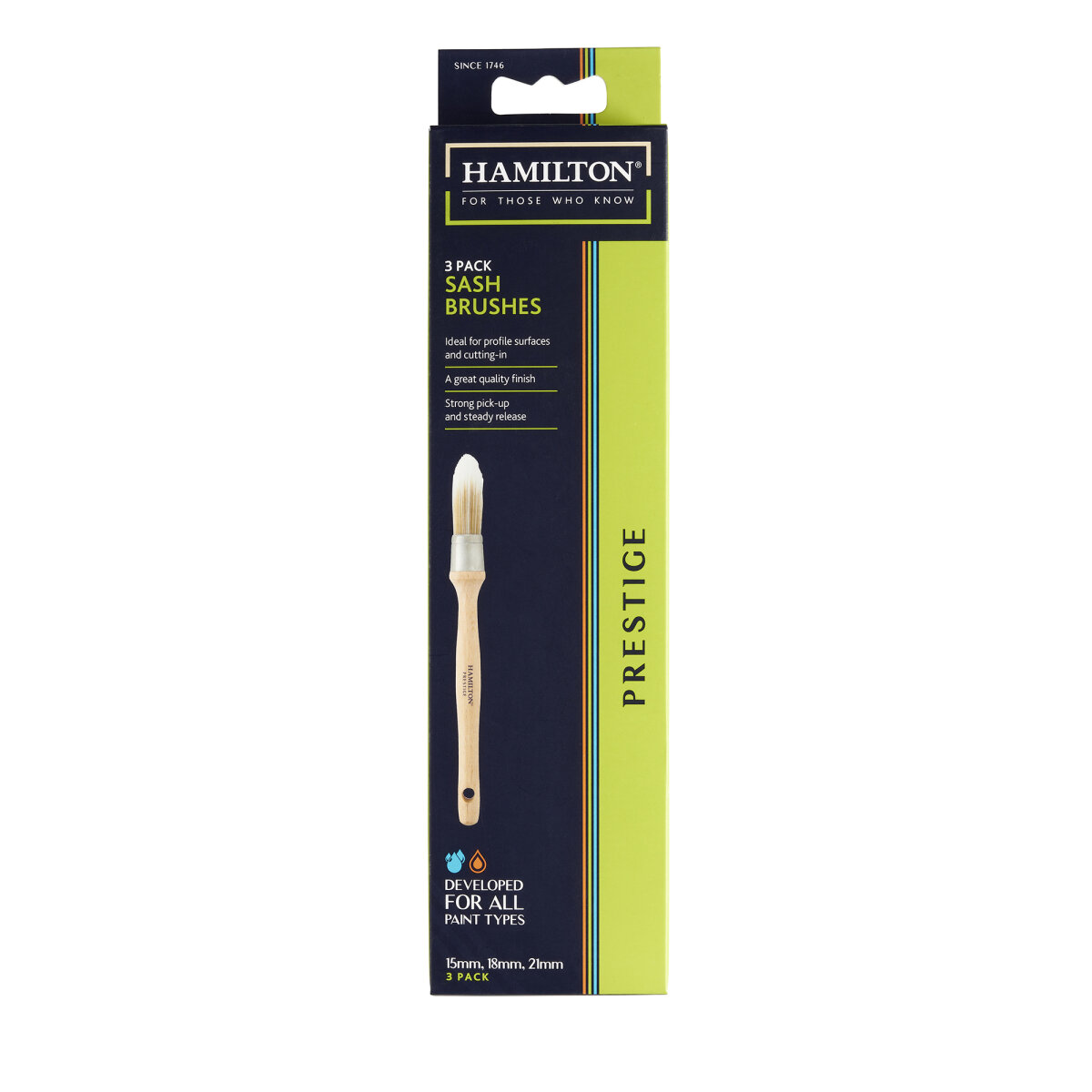 Hamilton Prestige Pure Synthetic Sash Brush (Pack of 3) (JA3018)