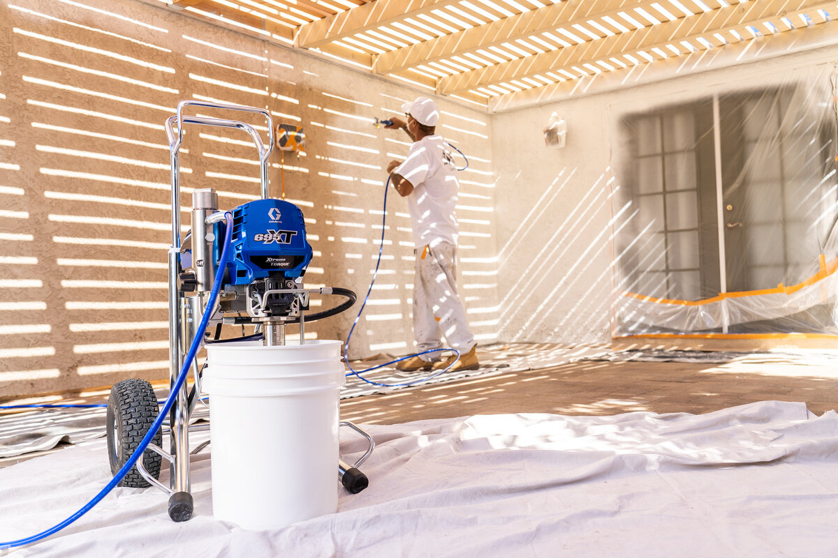spray painting walls and ceilings